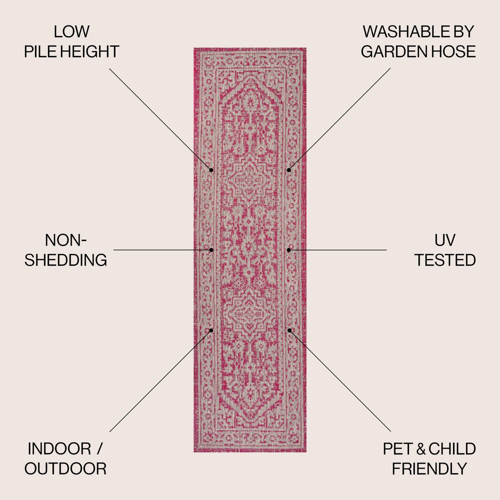 Luke Medallion Textured Weave Indoor/outdoor Runner Rug