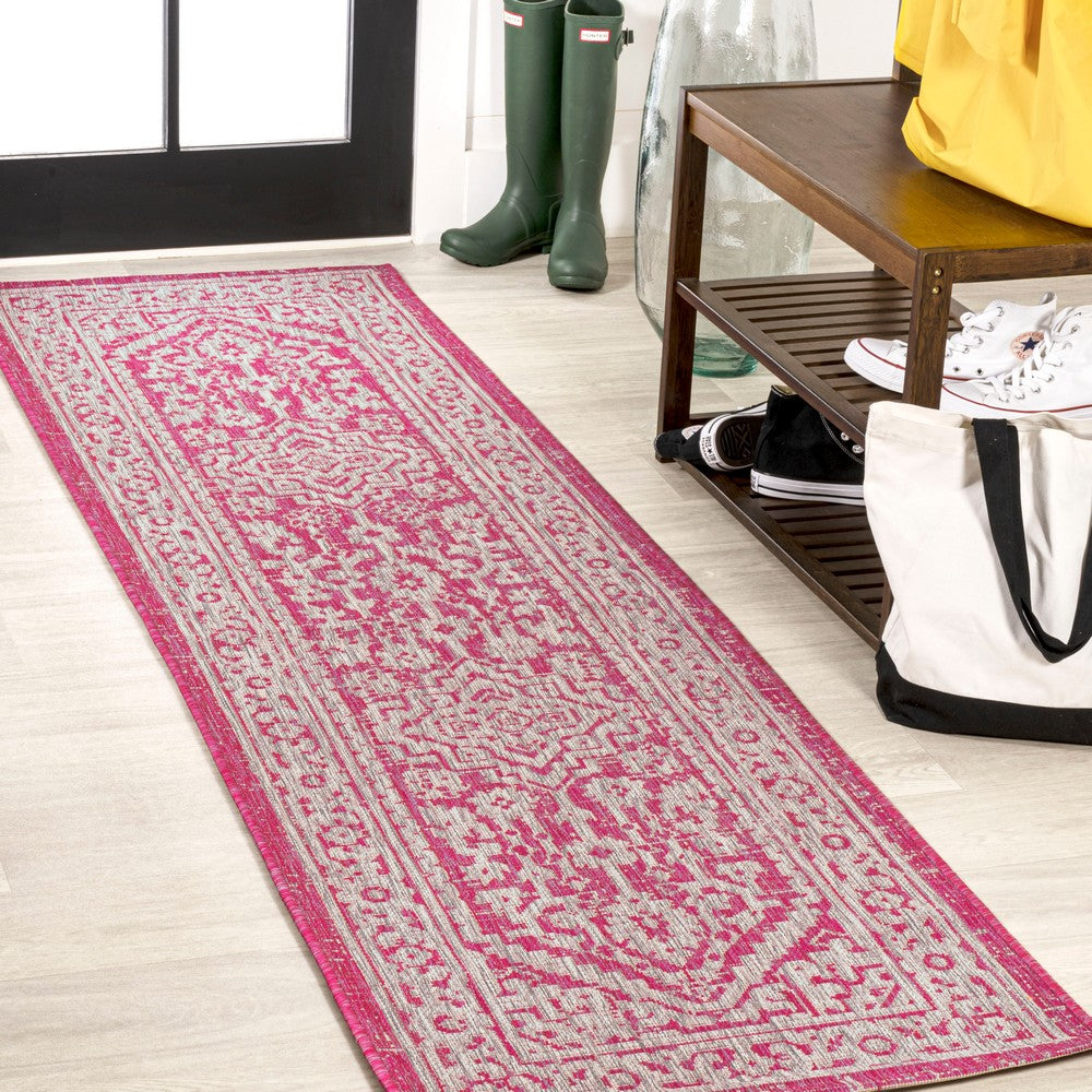 Luke Medallion Textured Weave Indoor/outdoor Runner Rug