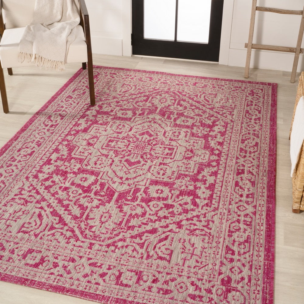 Luke Medallion Textured Weave Indoor/outdoor Area Rug