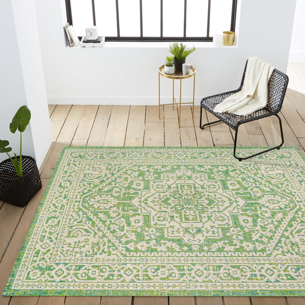 Luke Medallion Textured Weave Indoor/outdoor Area Rug