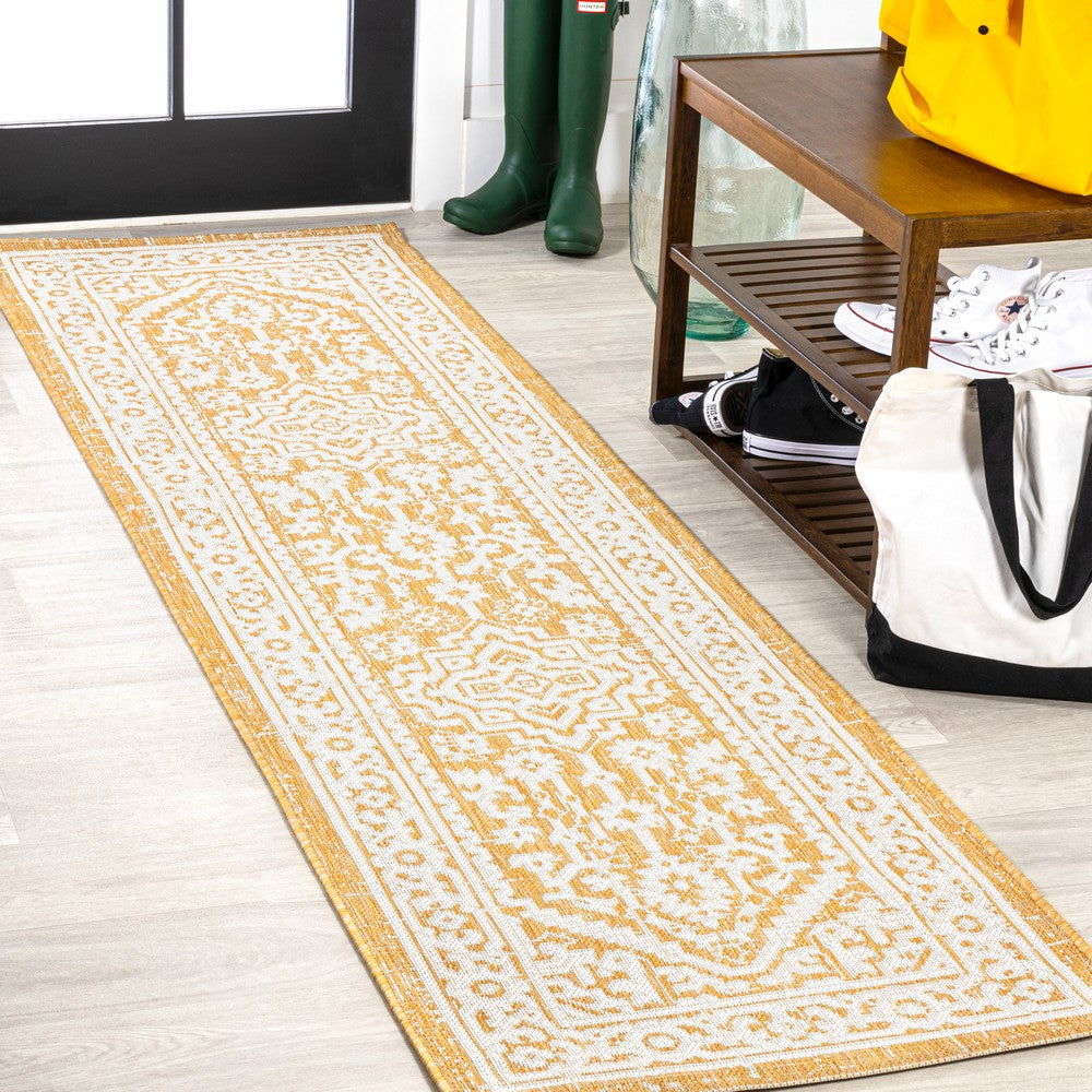 Luke Medallion Textured Weave Indoor/outdoor Runner Rug
