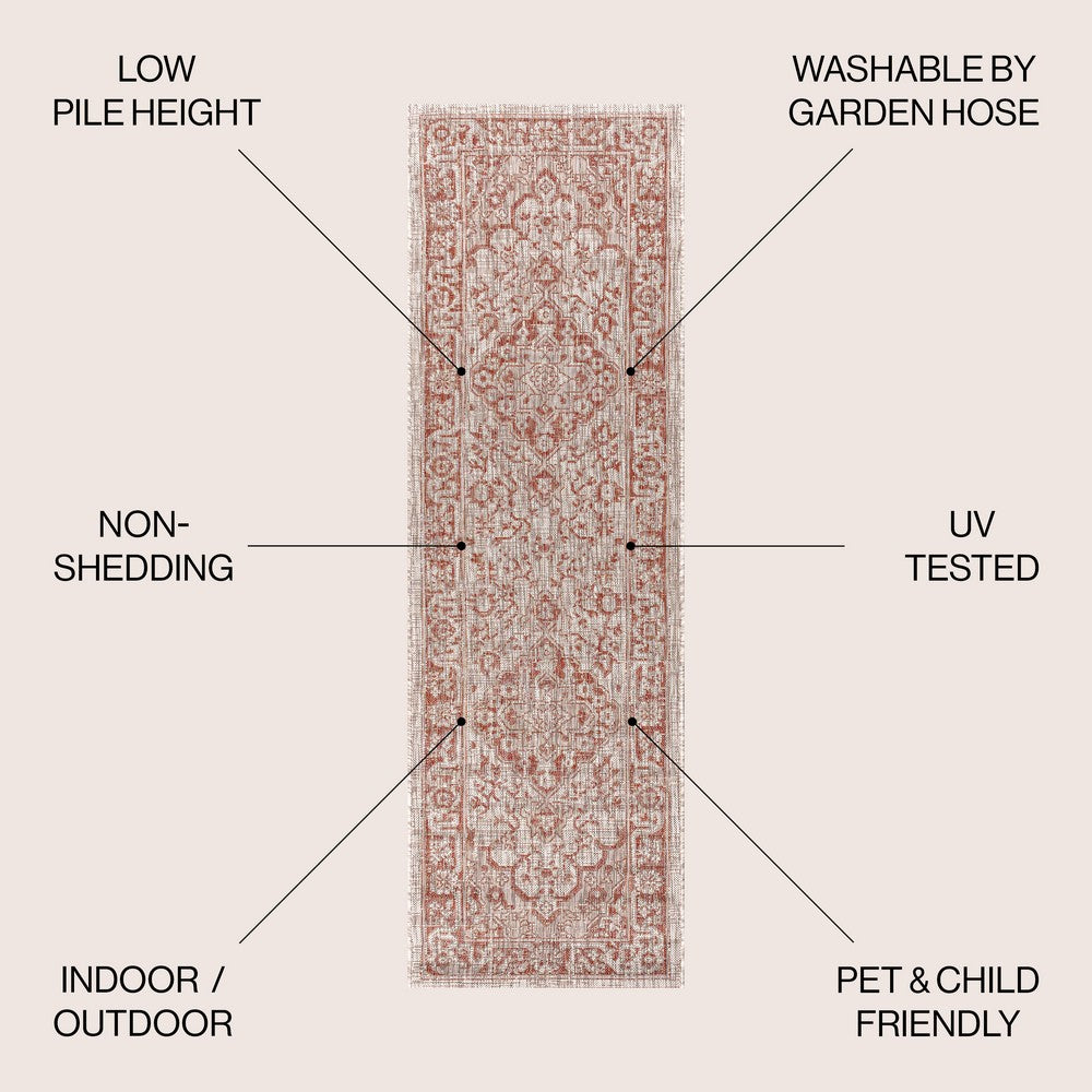 Makatea Rozetta Boho Medallion Textured Indoor/Outdoor Area Rug