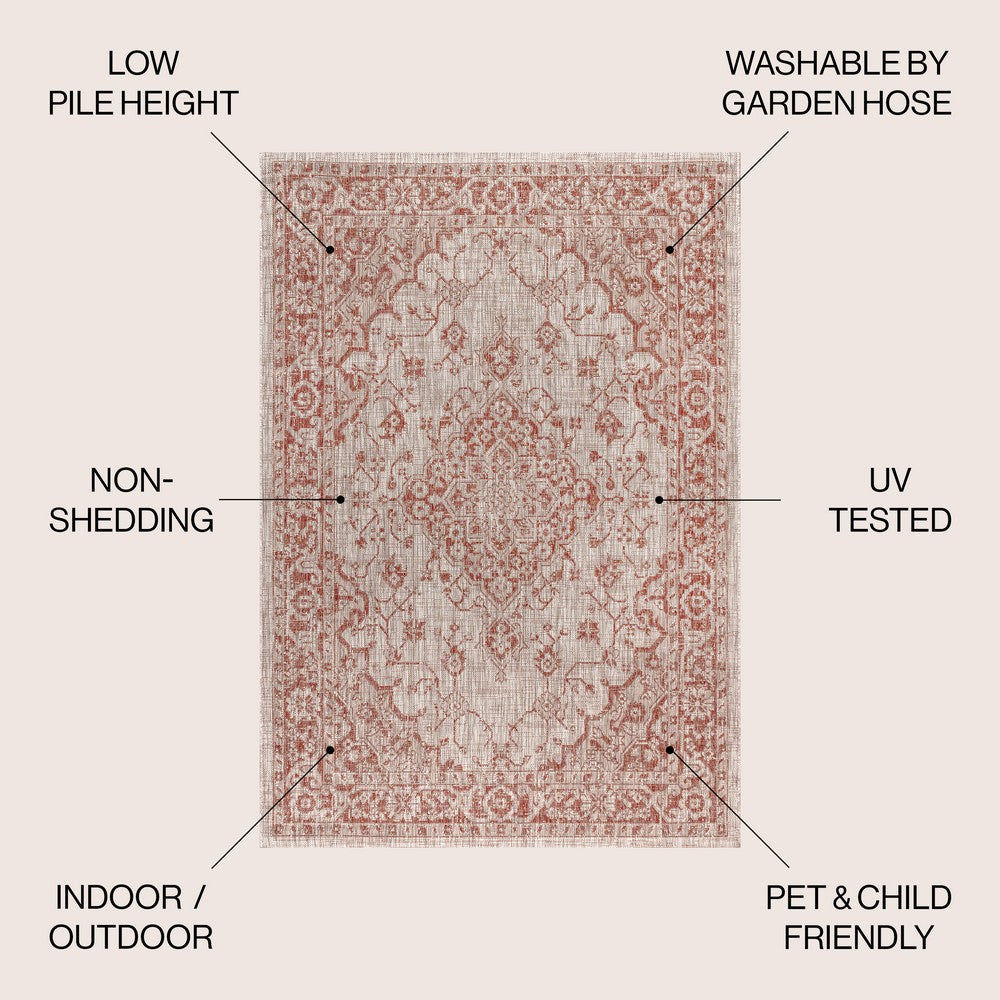 Makatea Rozetta Boho Medallion Textured Indoor/Outdoor Area Rug