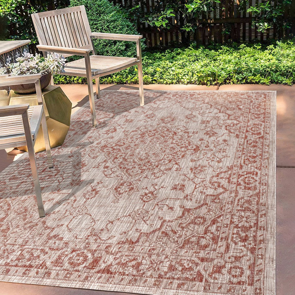 Makatea Rozetta Boho Medallion Textured Indoor/Outdoor Area Rug