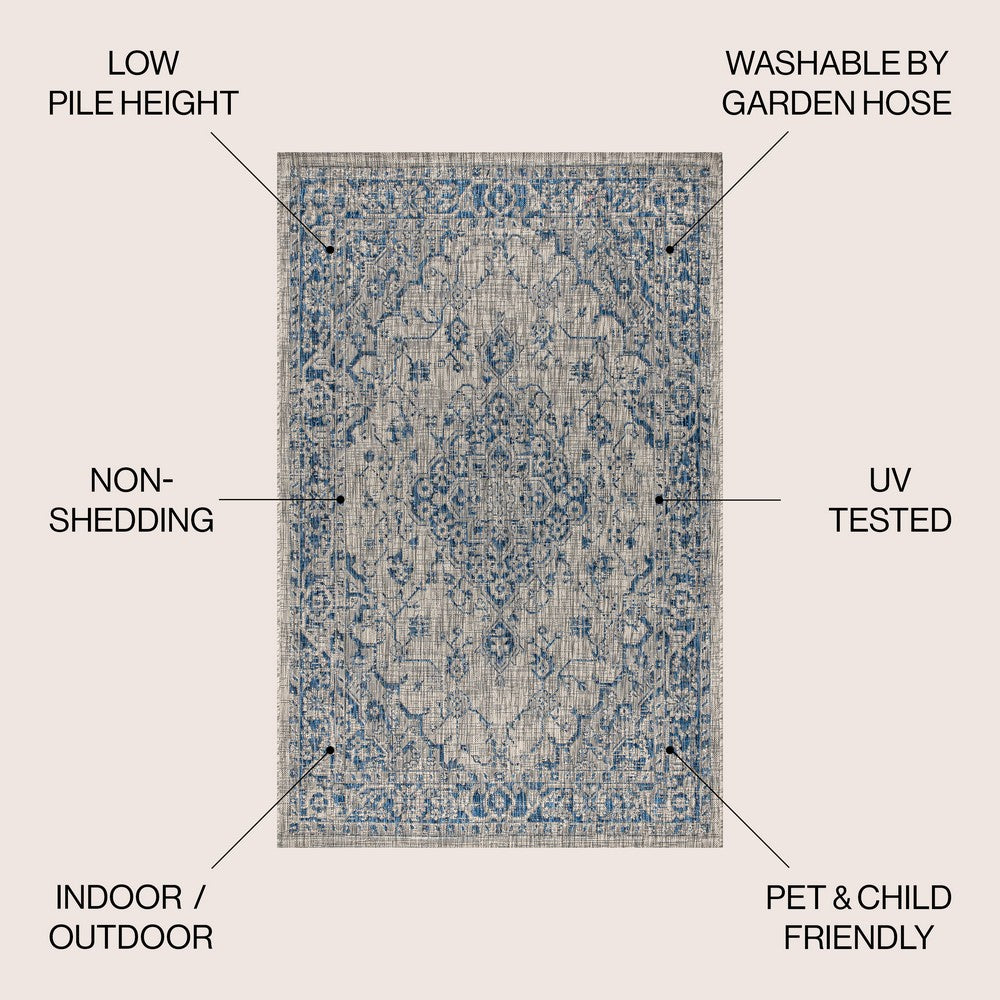 Makatea Rozetta Boho Medallion Textured Indoor/Outdoor Area Rug