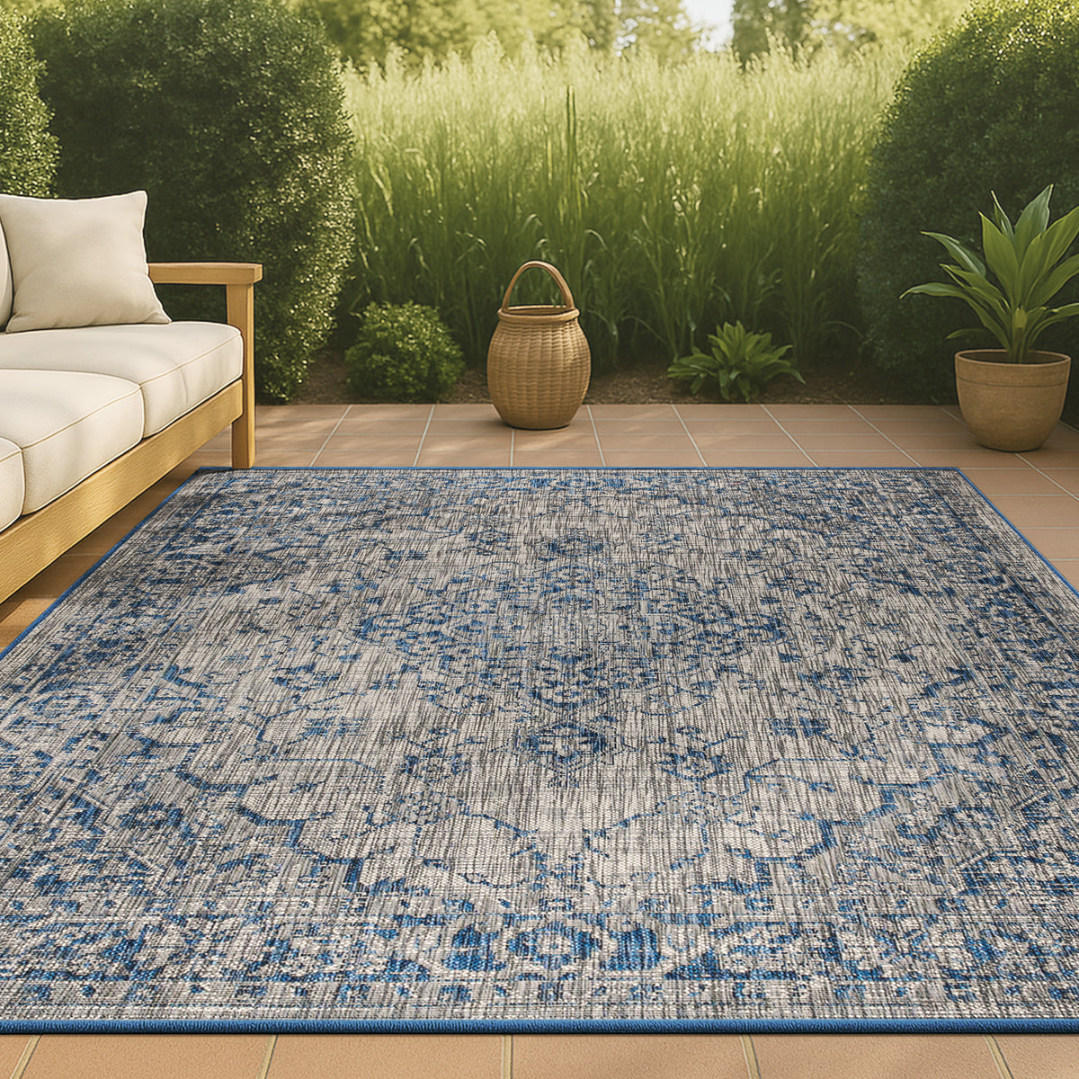 Makatea Rozetta Boho Medallion Textured Indoor/Outdoor Area Rug