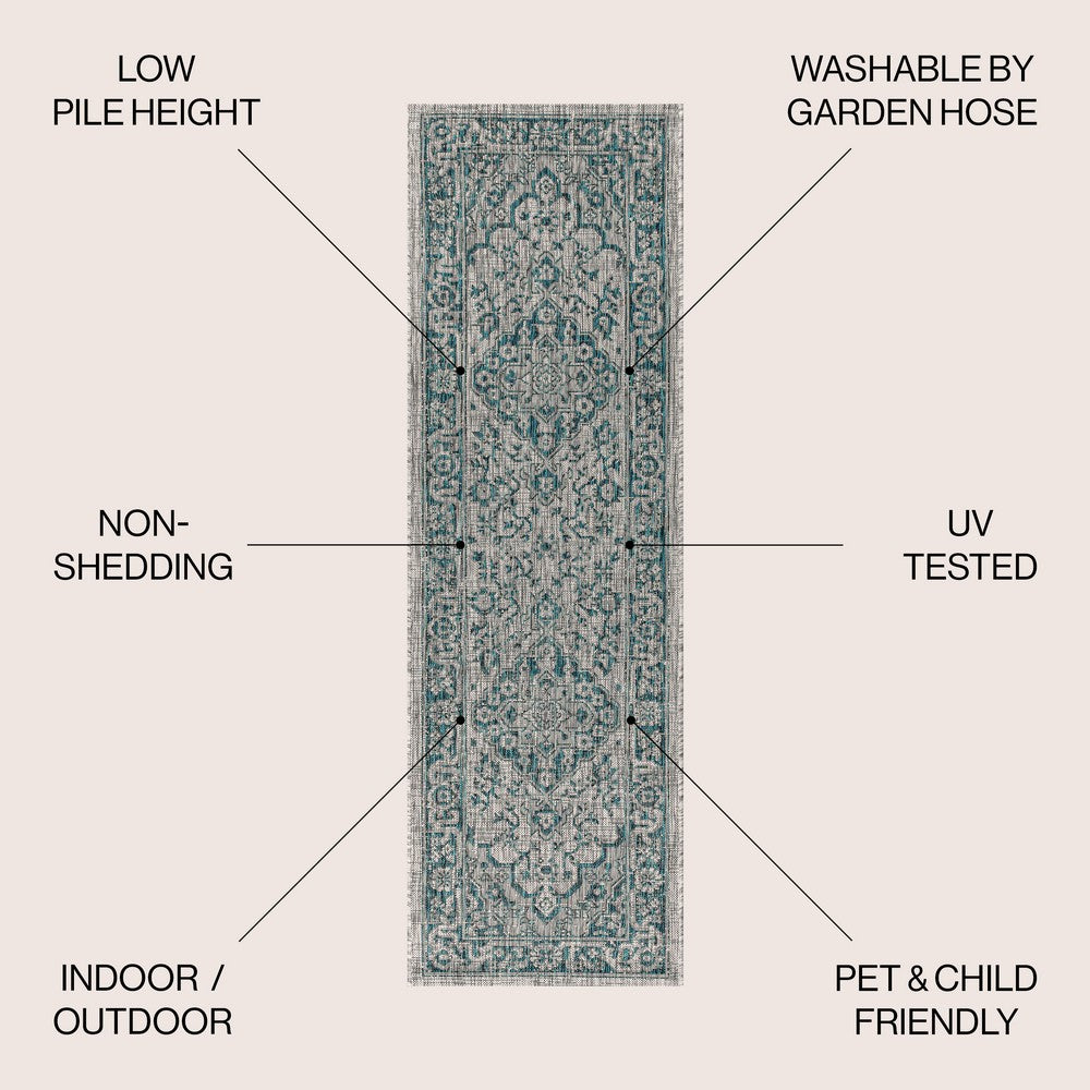 Makatea Rozetta Boho Medallion Textured Indoor/Outdoor Area Rug