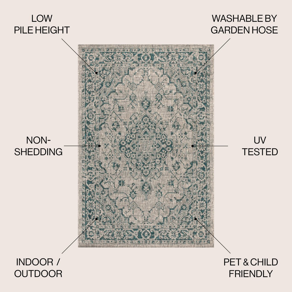 Makatea Rozetta Boho Medallion Textured Indoor/Outdoor Area Rug