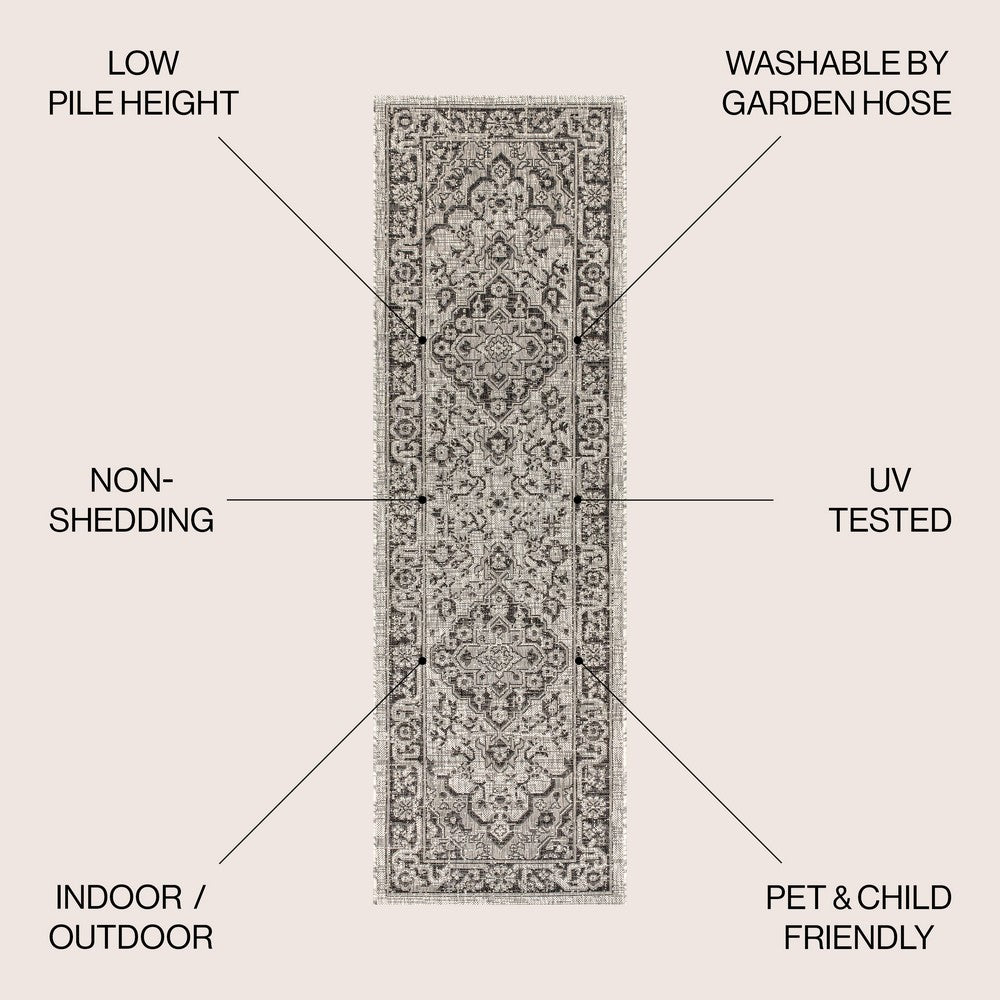 Makatea Rozetta Boho Medallion Textured Indoor/Outdoor Area Rug