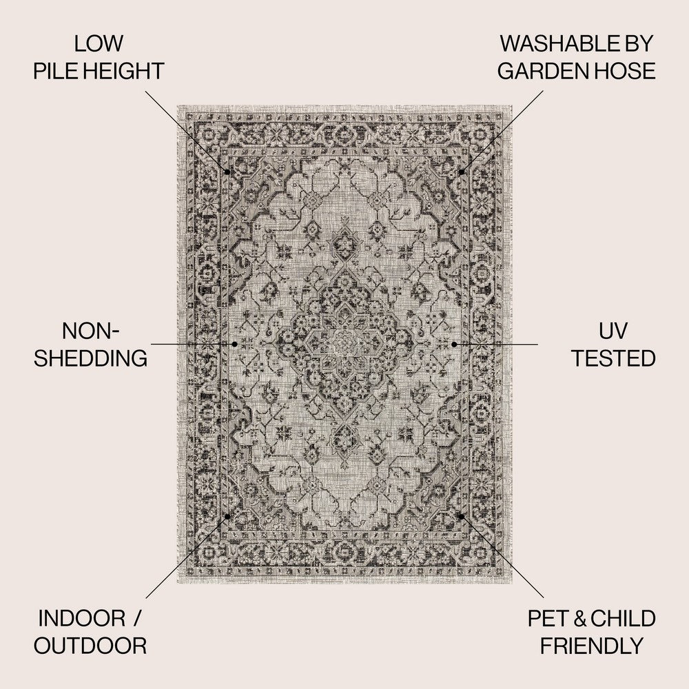 Makatea Rozetta Boho Medallion Textured Indoor/Outdoor Area Rug