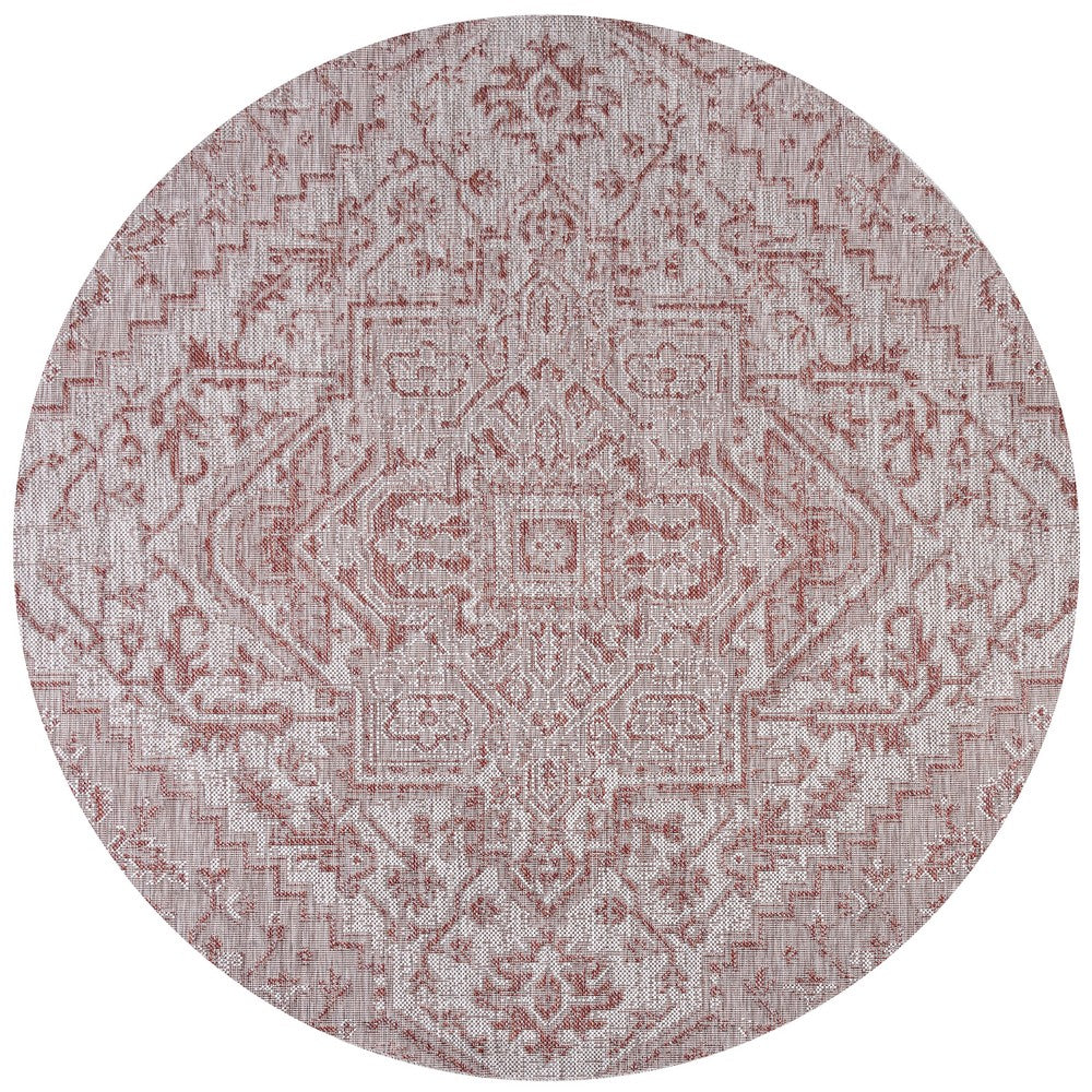 Cascade Bohemian Medallion Textured Weave Indoor/outdoor Round Rug