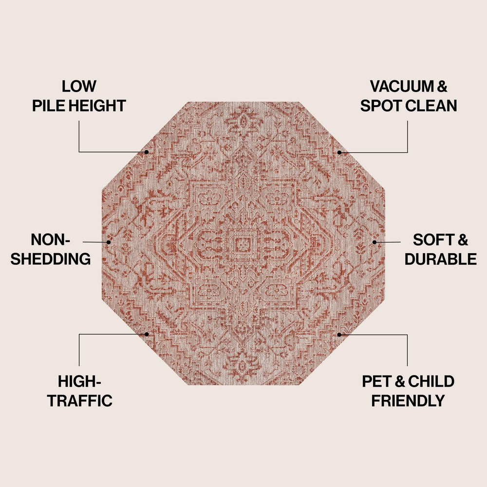 Cascade Bohemian Medallion Textured Weave Indoor/outdoor Octagon Rug