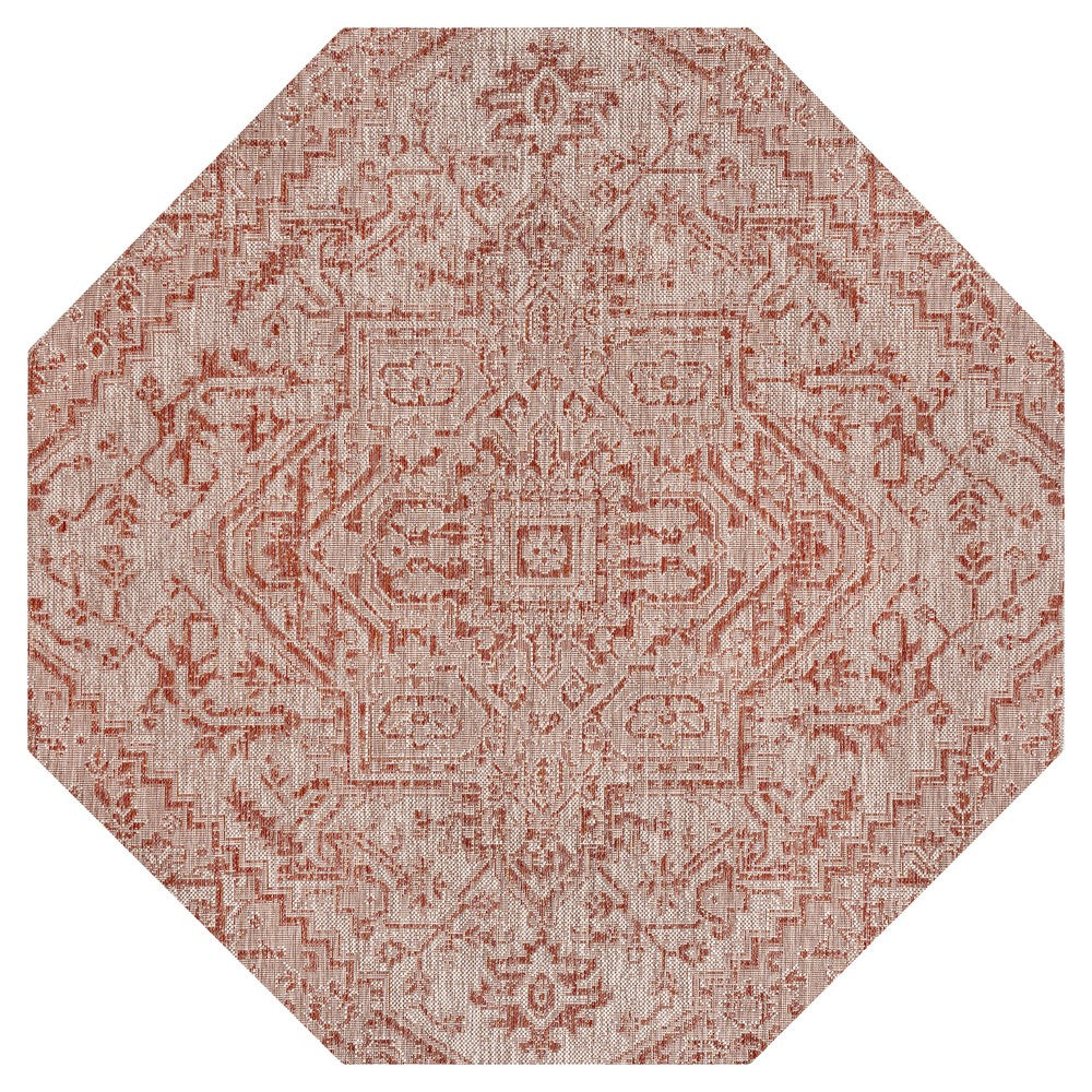 Cascade Bohemian Medallion Textured Weave Indoor/outdoor Octagon Rug