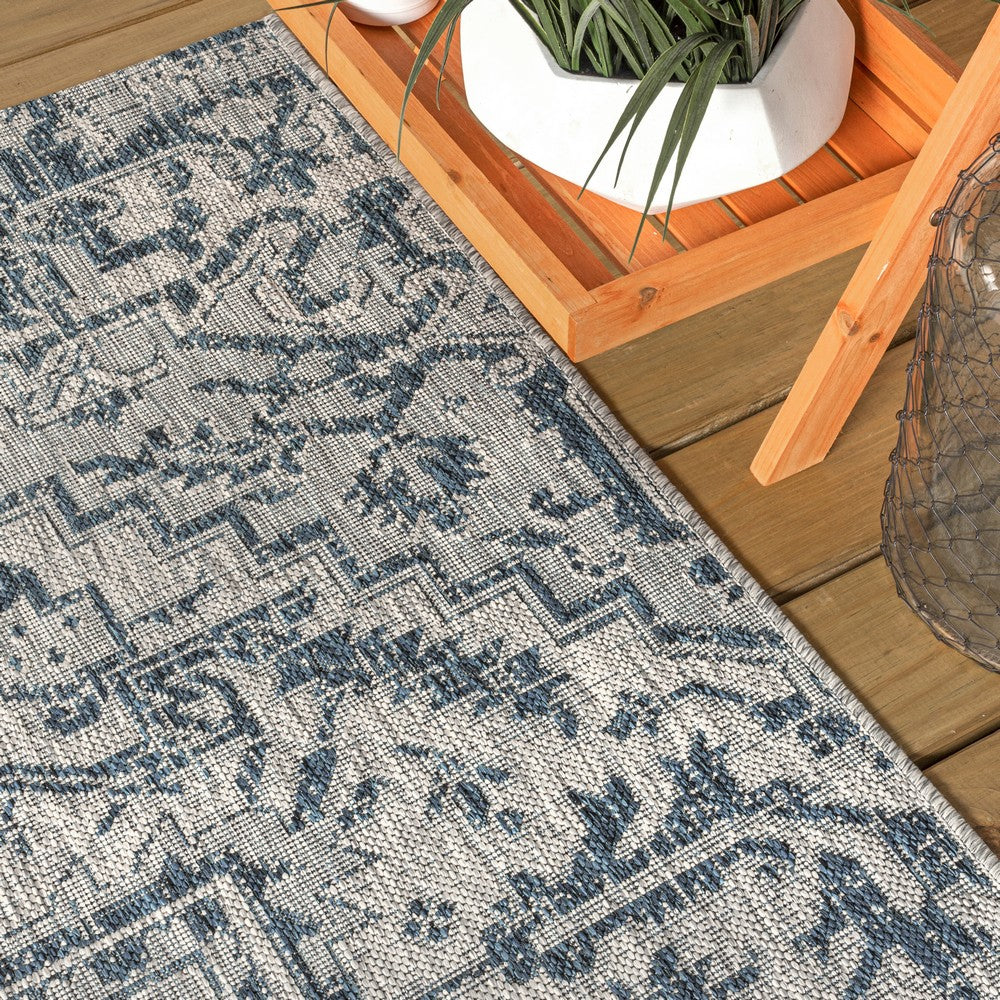 Cascade Bohemian Medallion Textured Weave Indoor/outdoor Runner Rug