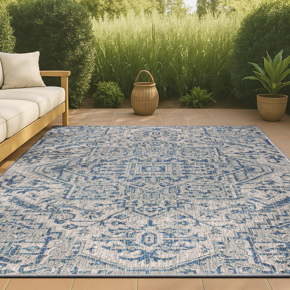 Cascade Bohemian Medallion Textured Weave Indoor/outdoor Area Rug