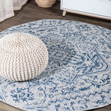 Cascade Bohemian Medallion Textured Weave Indoor/outdoor Round Rug