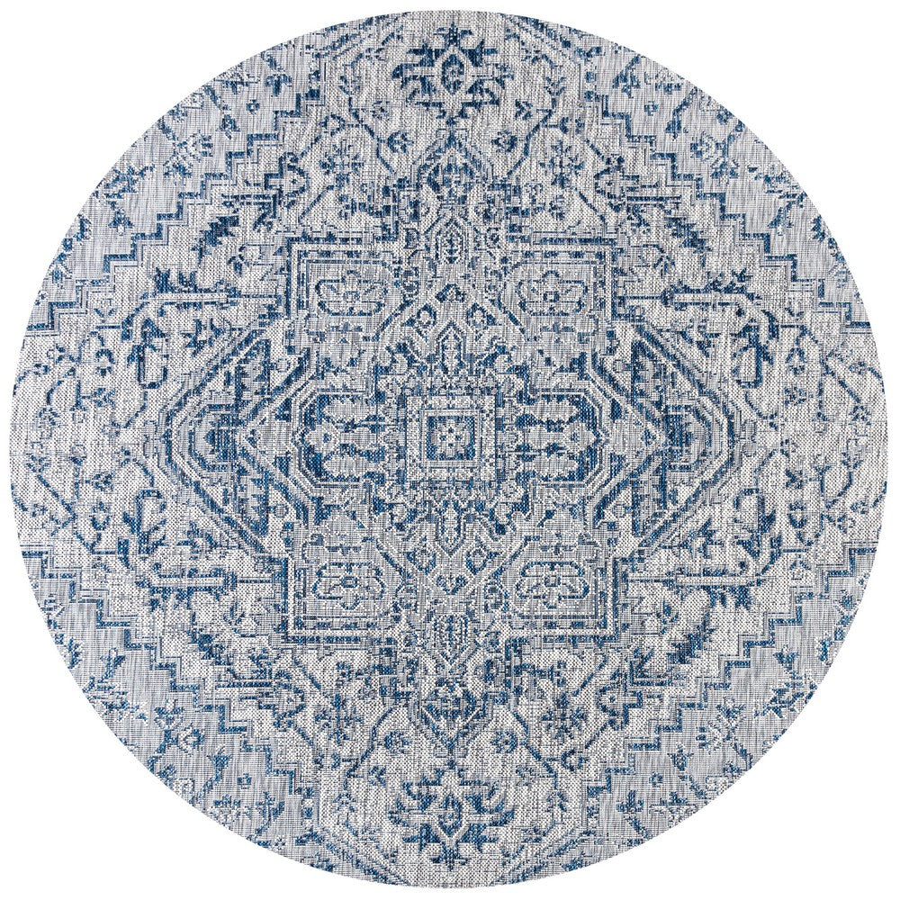 Cascade Bohemian Medallion Textured Weave Indoor/outdoor Round Rug