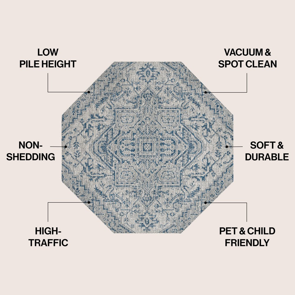 Cascade Bohemian Medallion Textured Weave Indoor/outdoor Octagon Rug