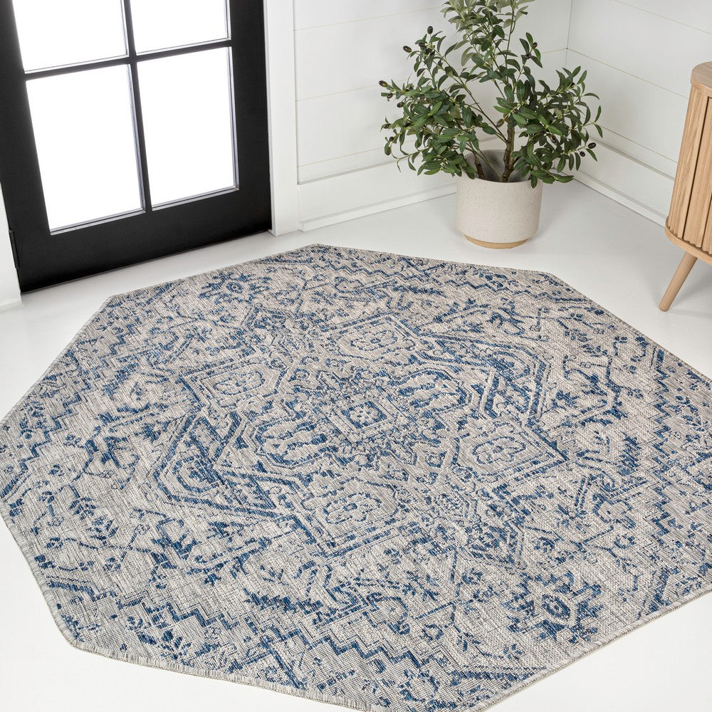 Cascade Bohemian Medallion Textured Weave Indoor/outdoor Octagon Rug