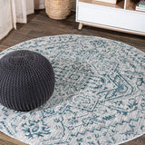 Cascade Bohemian Medallion Textured Weave Indoor/outdoor Round Rug