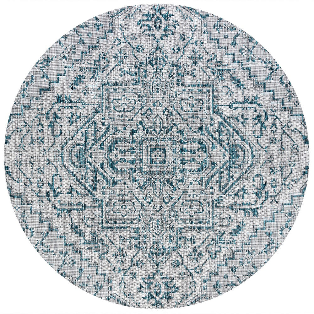 Cascade Bohemian Medallion Textured Weave Indoor/outdoor Round Rug