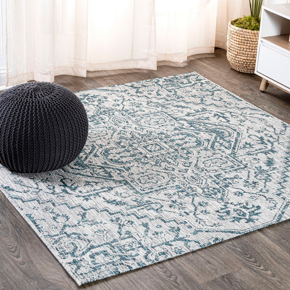 Cascade Bohemian Medallion Textured Weave Indoor/outdoor Square Rug