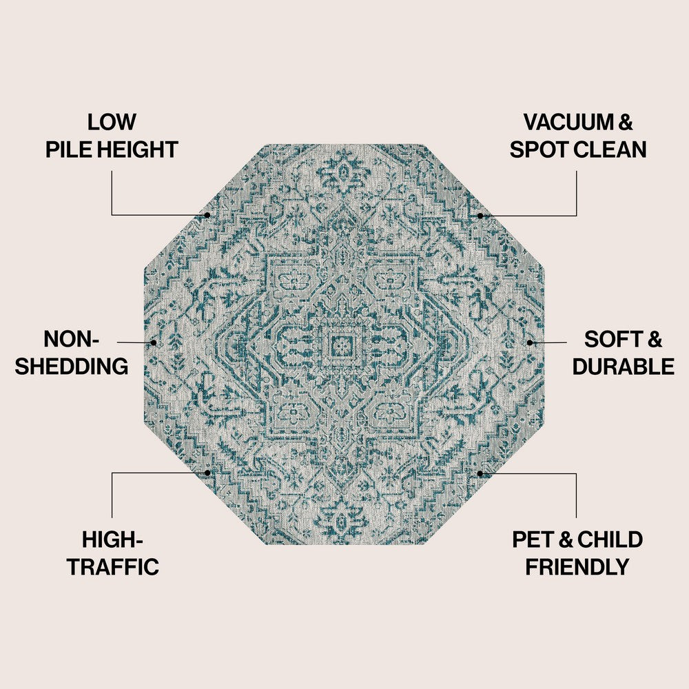 Cascade Bohemian Medallion Textured Weave Indoor/outdoor Octagon Rug