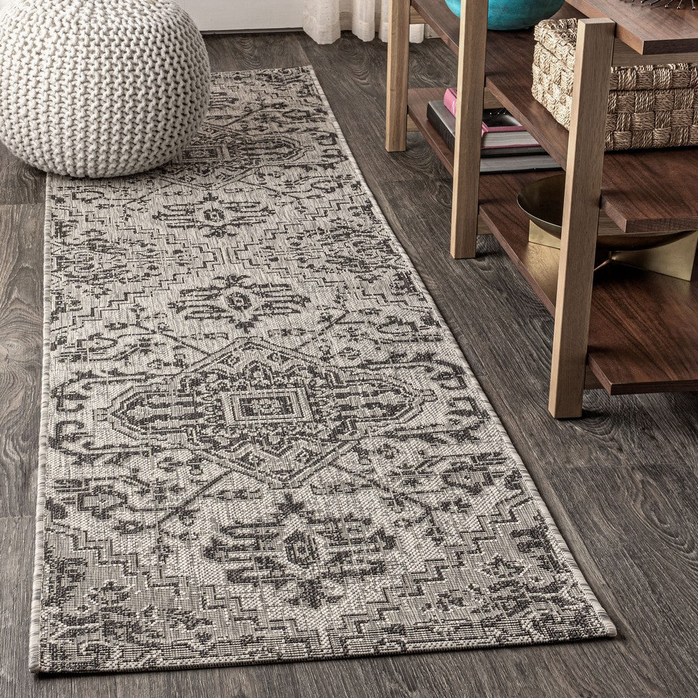 Cascade Bohemian Medallion Textured Weave Indoor/outdoor Runner Rug