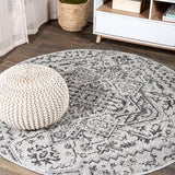 Cascade Bohemian Medallion Textured Weave Indoor/outdoor Round Rug