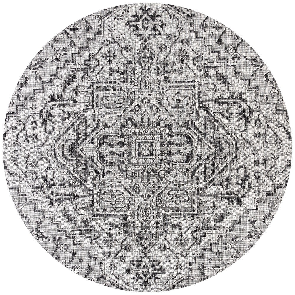 Cascade Bohemian Medallion Textured Weave Indoor/outdoor Round Rug