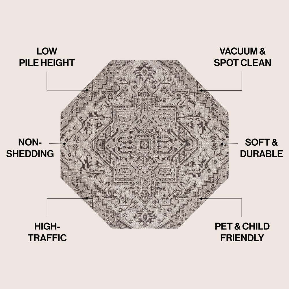 Cascade Bohemian Medallion Textured Weave Indoor/outdoor Octagon Rug