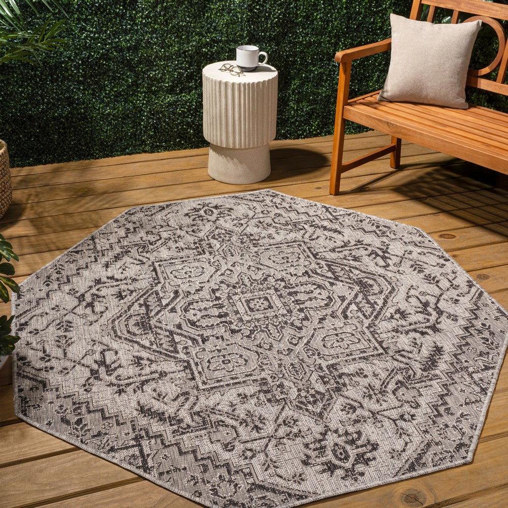 Cascade Bohemian Medallion Textured Weave Indoor/outdoor Octagon Rug