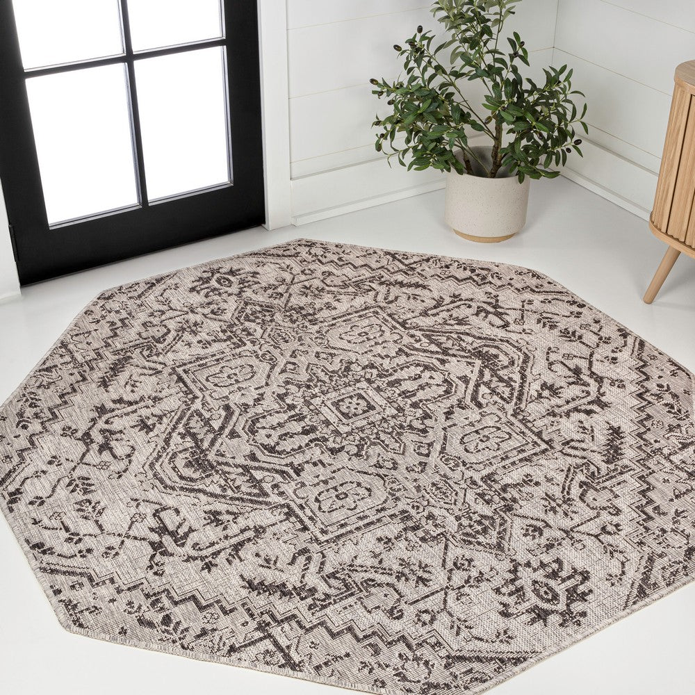 Cascade Bohemian Medallion Textured Weave Indoor/outdoor Octagon Rug