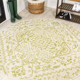 Cascade Bohemian Medallion Textured Weave Indoor/outdoor Round Rug