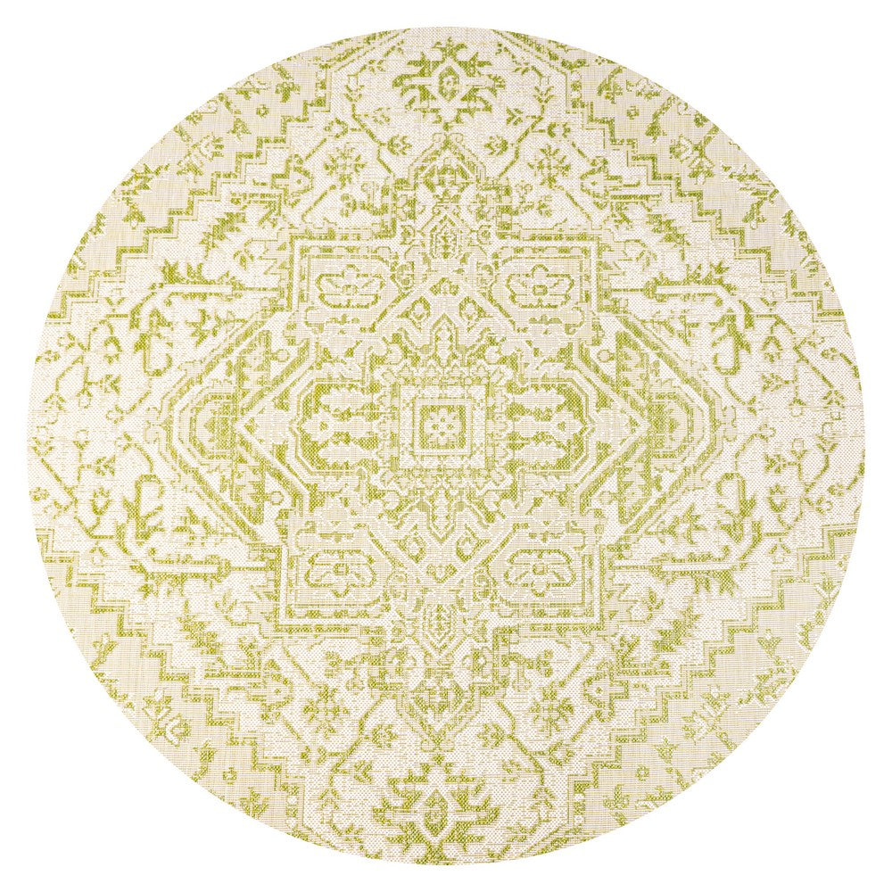 Cascade Bohemian Medallion Textured Weave Indoor/outdoor Round Rug