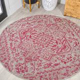 Cascade Bohemian Medallion Textured Weave Indoor/outdoor Round Rug