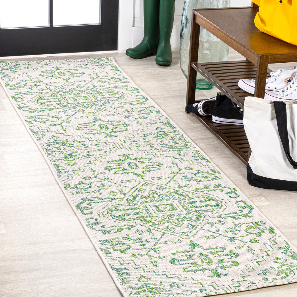 Cascade Bohemian Medallion Textured Weave Indoor/outdoor Runner Rug