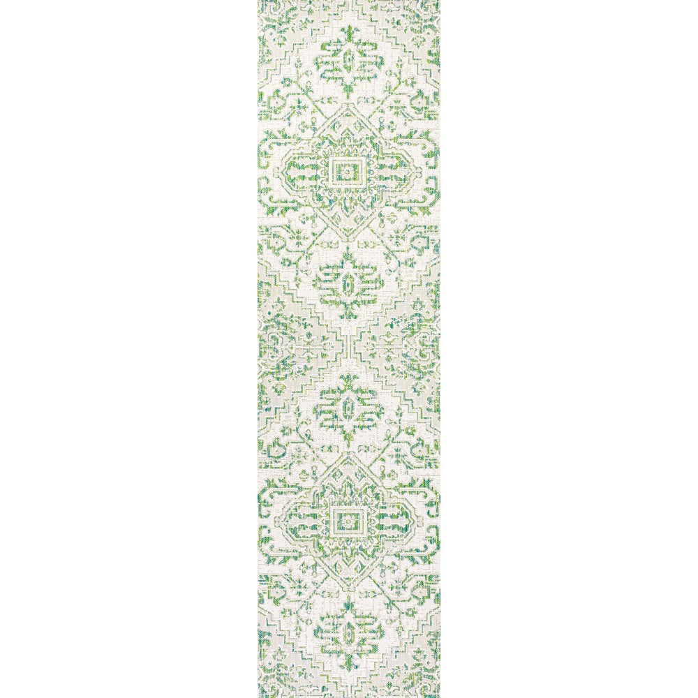 Cascade Bohemian Medallion Textured Weave Indoor/outdoor Runner Rug