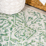 Cascade Bohemian Medallion Textured Weave Indoor/outdoor Round Rug