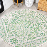 Cascade Bohemian Medallion Textured Weave Indoor/outdoor Round Rug