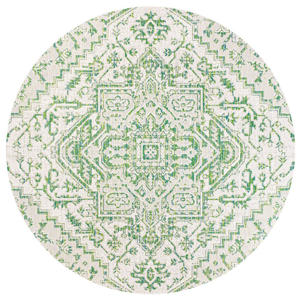 Cascade Bohemian Medallion Textured Weave Indoor/outdoor Round Rug