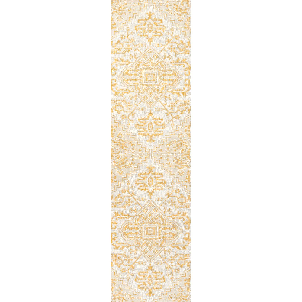 Cascade Bohemian Medallion Textured Weave Indoor/outdoor Runner Rug