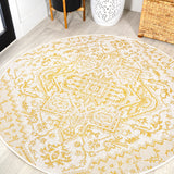 Cascade Bohemian Medallion Textured Weave Indoor/outdoor Round Rug