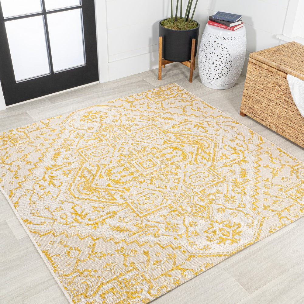Cascade Bohemian Medallion Textured Weave Indoor/outdoor Square Rug