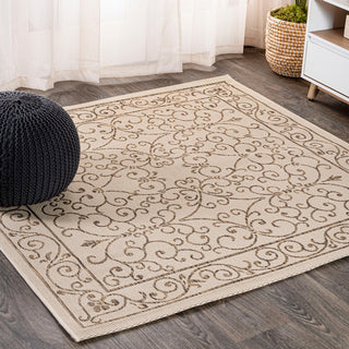 Loretta Vintage Filigree Textured Weave Indoor/outdoor Square Rug
