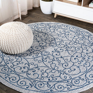 Loretta Vintage Filigree Textured Weave Indoor/outdoor Round Rug