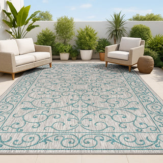 Loretta Vintage Filigree Textured Weave Indoor/outdoor Area Rug