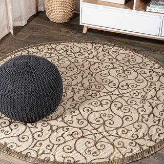 Alfombra Vintage Filigree Textured Weave Indoor/outdoor Round Rug
