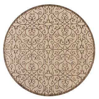 Alfombra Vintage Filigree Textured Weave Indoor/outdoor Round Rug