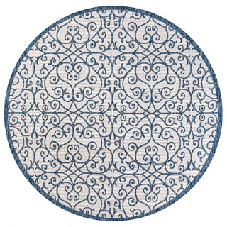 Alfombra Vintage Filigree Textured Weave Indoor/outdoor Round Rug